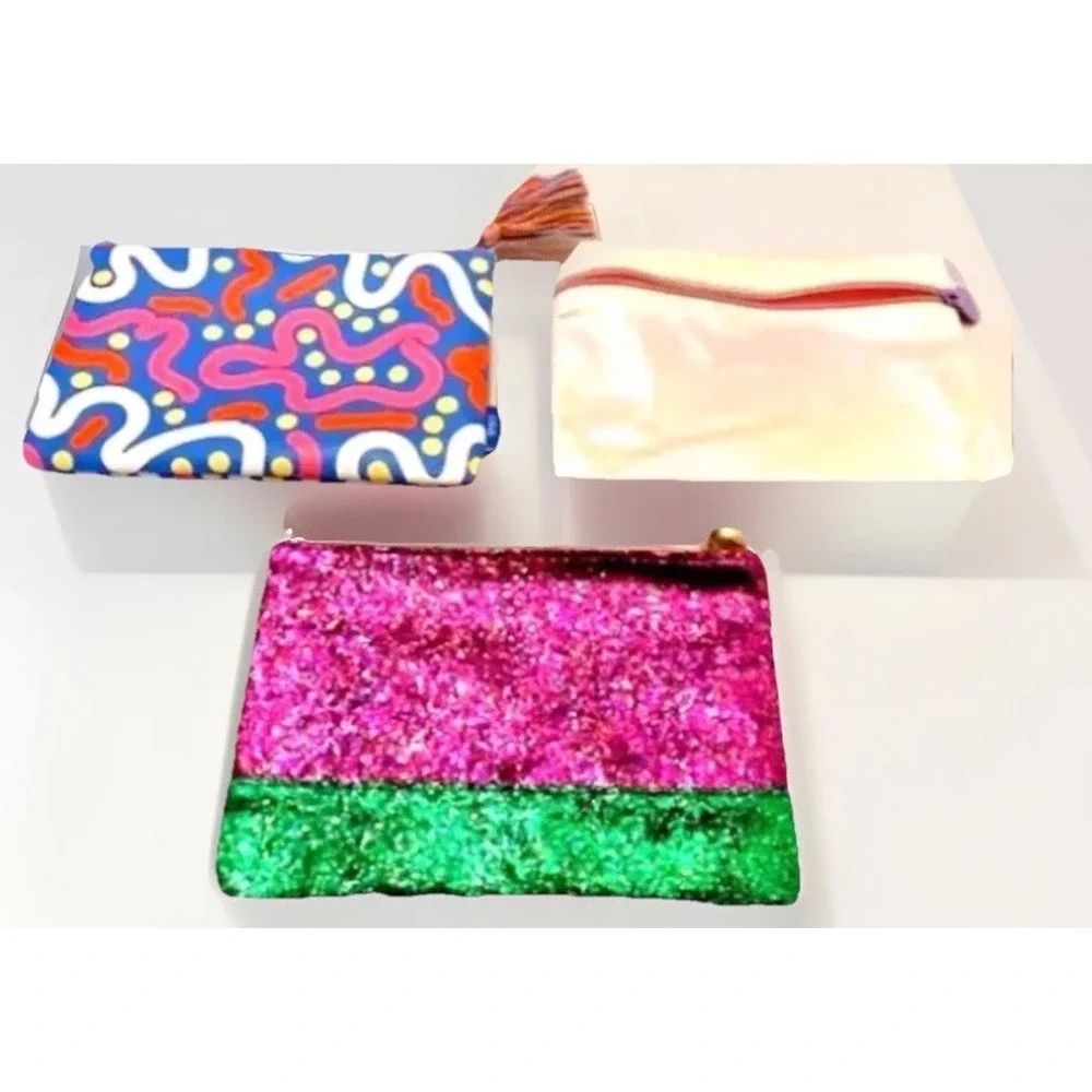 Wedding Party Glam Bag Bundle Lot of 3 PC Set Makeup IPSY Deco Sparkle Travel